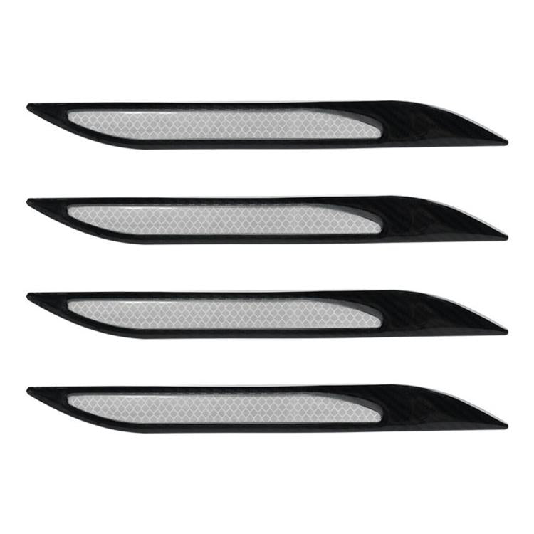 Set of four reflective anti-collision car strips with black edges and gray reflective bands
