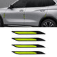 Reflective car fender vent stickers with black trim and neon green/yellow reflective strips