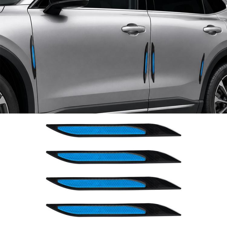 Reflective car fender vent stickers with black trim and blue reflective bands, 4 pcs