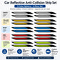 Reflective anti-collision strip set card showing 4-piece layout and five color options