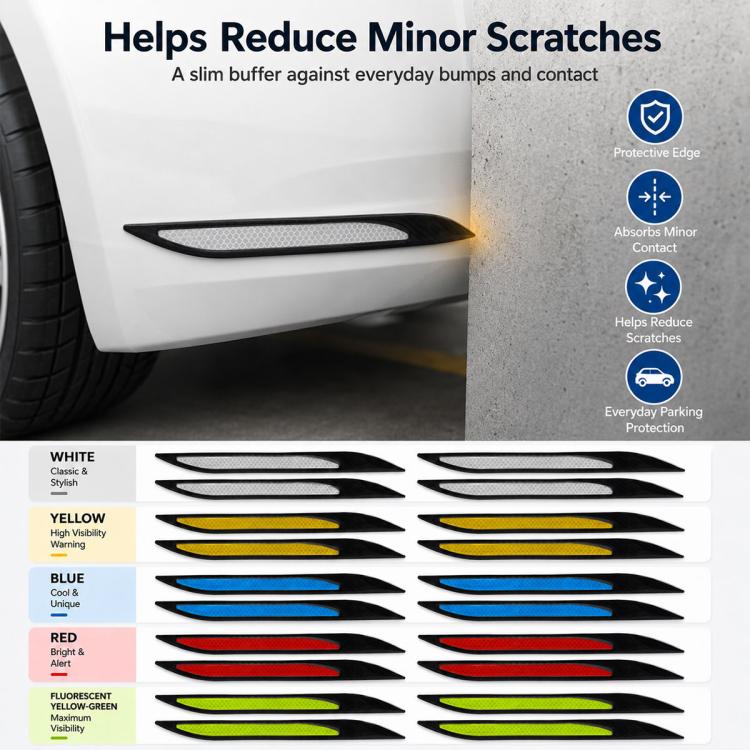 Reflective anti-collision strip set with white, yellow, blue, and red options