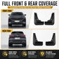 Front and rear black car splash flap set, four contoured fender guards