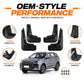 OEM-style black mud flap set with screw holes, four-piece curved splash guards