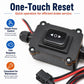 Black brake pad reset switch module with red cable leads and connector plug