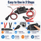 Brake pad reset tester kit with wiring harness, red clamp lead and quick-press switch