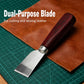 Leather skiving knife cutting and skiving leather sheets on a cutting mat
