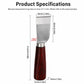 Leather cutter tool dimensions diagram with stainless blade and dark wood handle