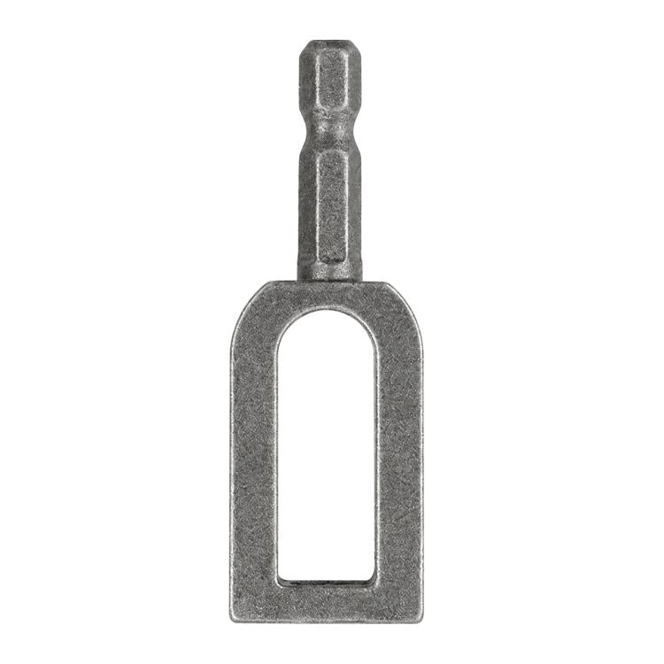 Hex shank wire twisting tool, dark steel finish, rectangular loop head