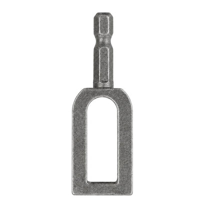 Hex shank wire twisting tool, dark steel finish, rectangular loop head