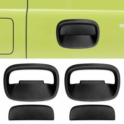 Black front inside door handle cover set with protective rim, 2-piece kit