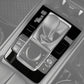 Gear shift area sticker set with circular selector and button overlays in silver
