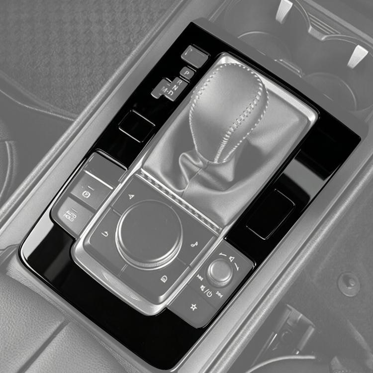 Gear shift area sticker set with circular selector and button overlays in silver