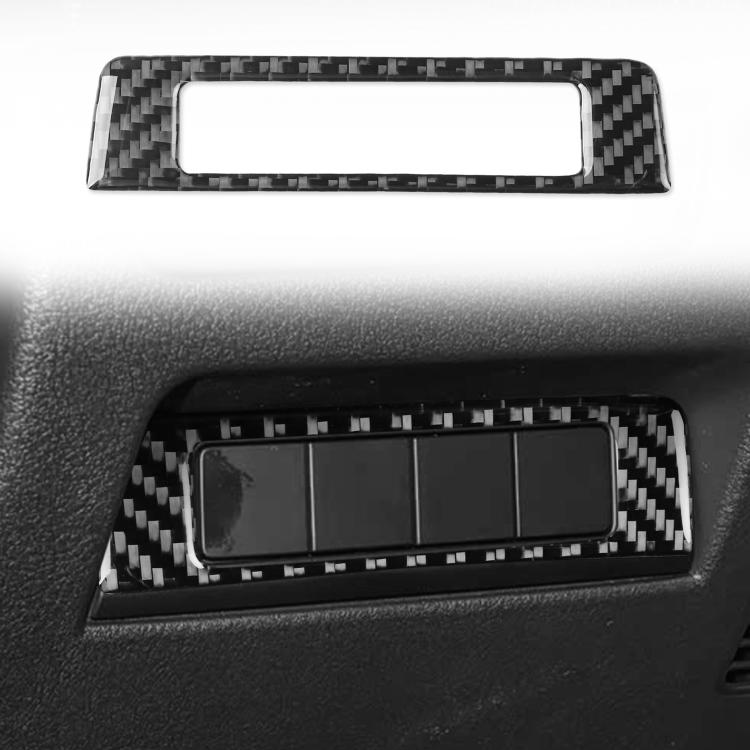 Black carbon-fiber headlight switch panel sticker trim with rectangular cutout