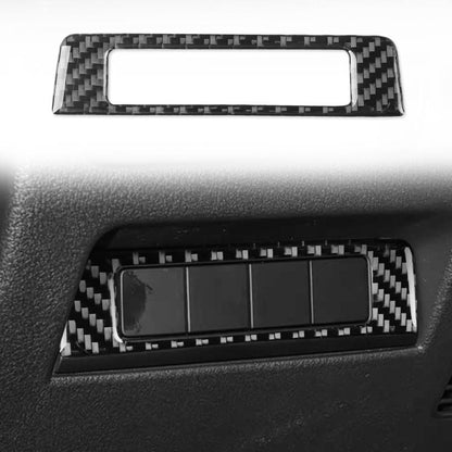 Black carbon-fiber headlight switch panel sticker trim with rectangular cutout