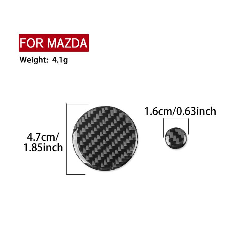Black carbon fiber multimedia knob sticker, round design with small matching cap