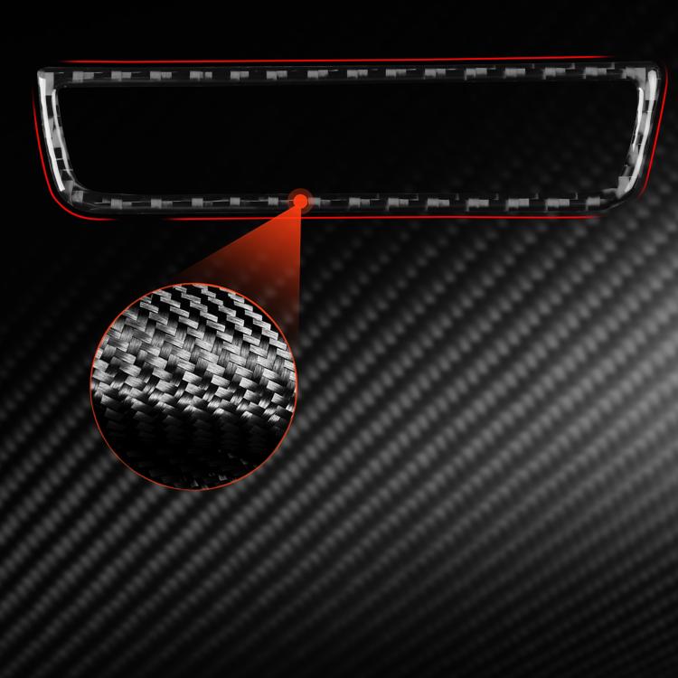 Carbon fiber parking sensor switch panel trim with red accent border and carbon weave detail