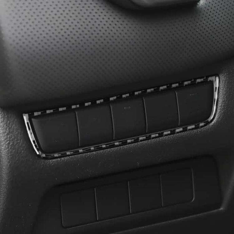 Carbon fiber parking sensor switch panel trim, dark black insert on dashboard bezel