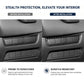 Carbon fiber parking sensor switch panel trim shown before and after installation