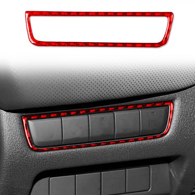Carbon fiber parking sensor switch panel trim, black insert with red accent border