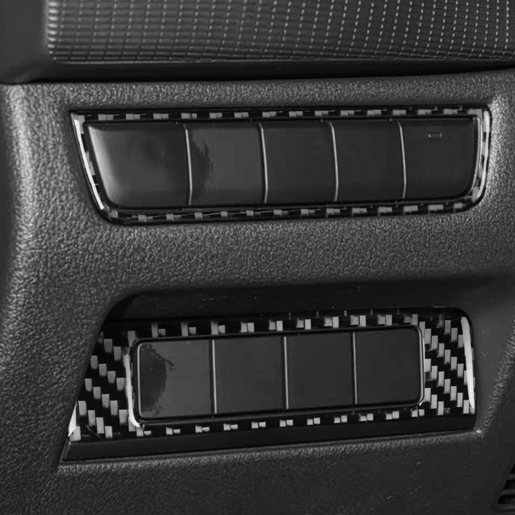 Installed black carbon fiber headlight switch panel trim stickers on dashboard