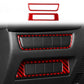 Black carbon fiber headlight switch panel trim stickers with red accent light