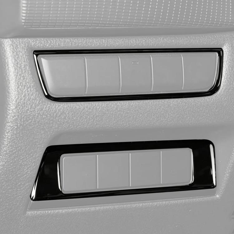 Car headlight switch panel trim stickers, silver top and black bottom with chrome edges