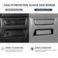 Two headlight switch panel trim stickers, silver and black, for car interior