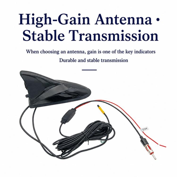 Black shark-fin high-gain antenna kit with bundled cables and camera module