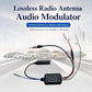 In-car audio modulator kit with controller box and power/antenna cable leads
