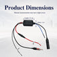 Car audio modulator with black housing and red and blue power/antenna wiring