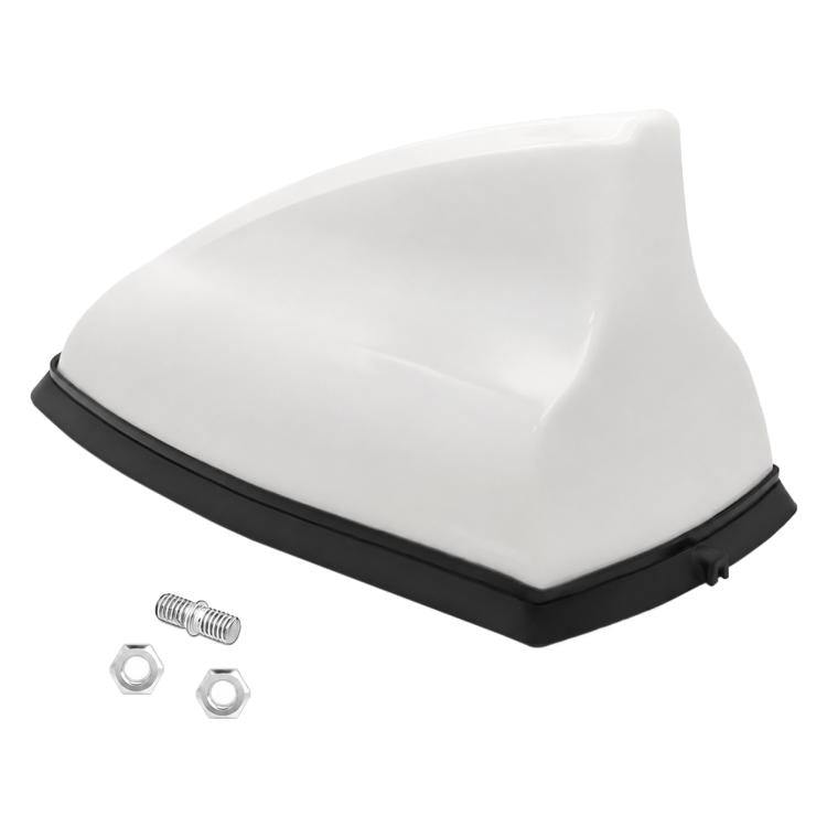 White shark fin car antenna cover with mounting screws and nuts