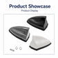 Shark fin car antenna set in black, white, and carbon fiber finishes