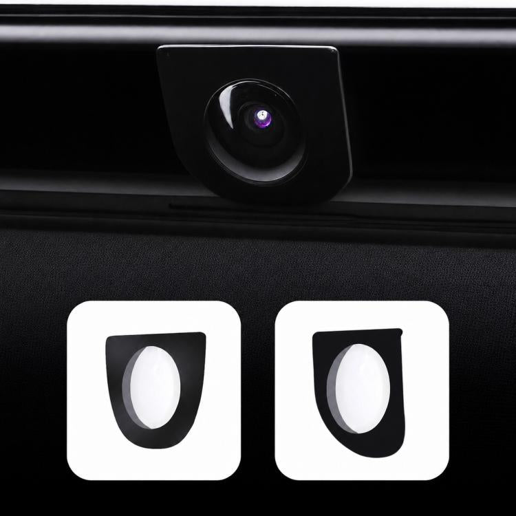 Front camera lens protective cover, black with clear oval lens insert