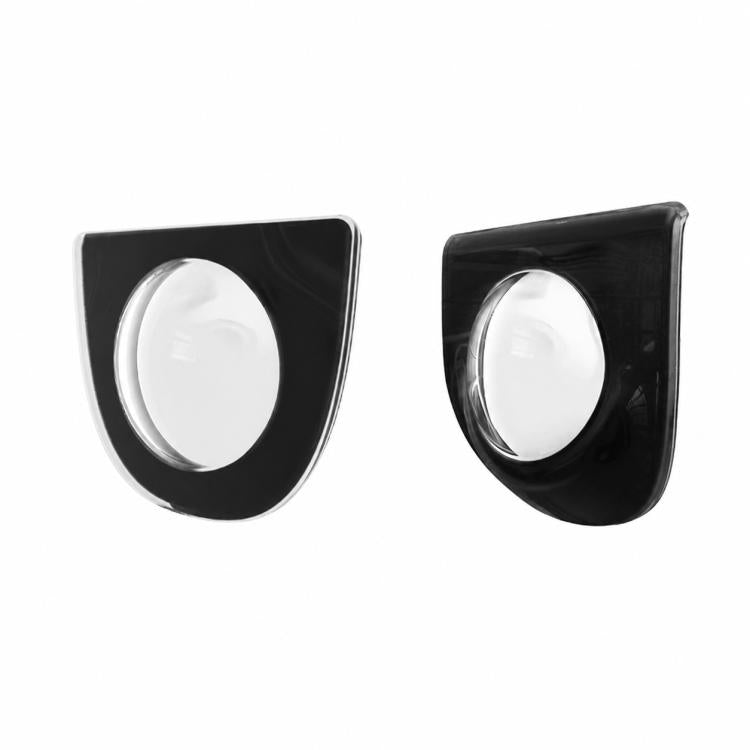 Camera lens protective covers, black frames with clear oval inserts