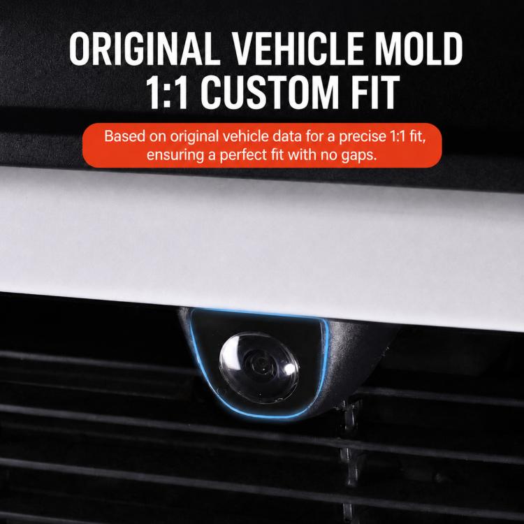 Front camera lens protective cover installed on car grille
