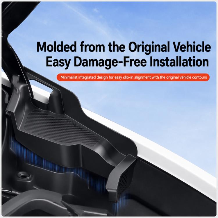 Black molded protective cover designed to fit front trunk area along contours