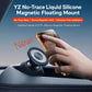 Black magnetic phone holder with circular ring base, silicone floating mount