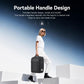 Black smart backpack with portable carry handle, front lock hardware visible