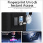 Black backpack fingerprint lock module with illuminated fingerprint sensor
