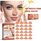 Peach UV nose patch applied on nose, with multiple matching patch pieces