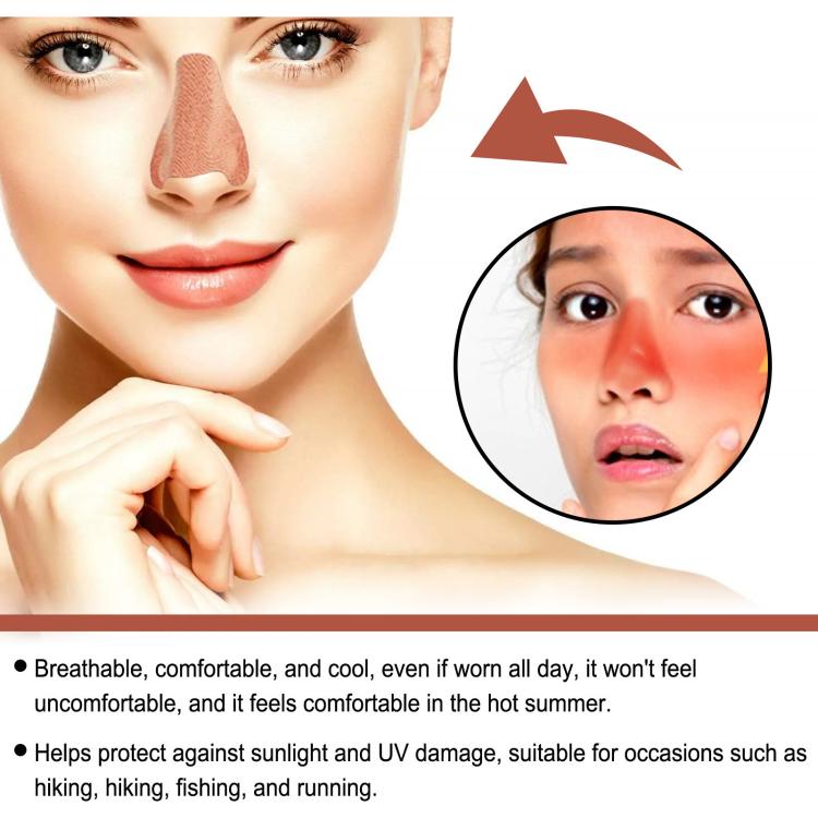 Peach adhesive nose patch on a woman’s nose