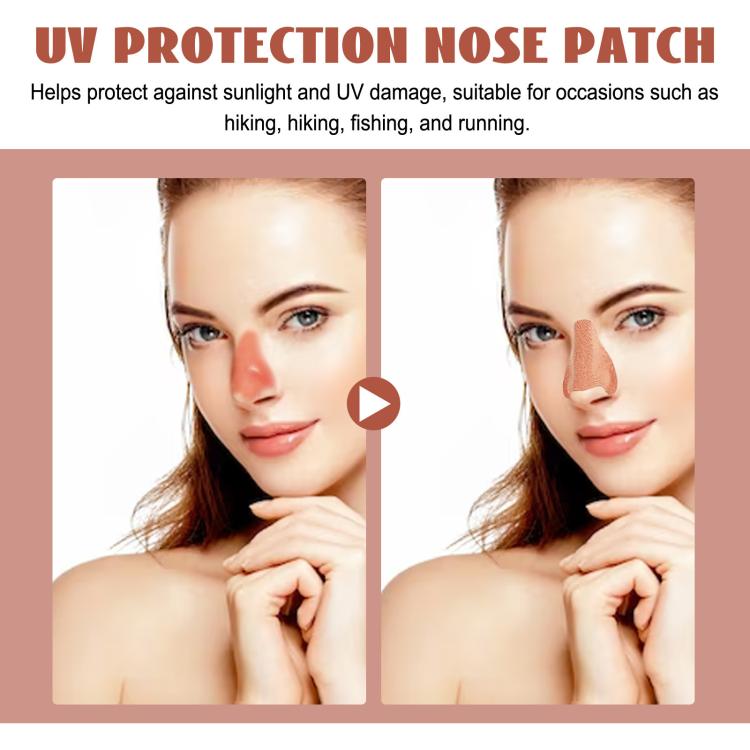 Peach UV nose patch shown on face in before-and-after layout