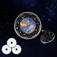 Car air vent air freshener ornament, round multicolor blue-gold galaxy print with black star border