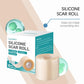 Silicone scar roll kit with beige roll, product box, and mint-green bubble graphic