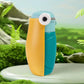 Portable foldable pet water bottle with leakproof flip spout, blue and yellow.