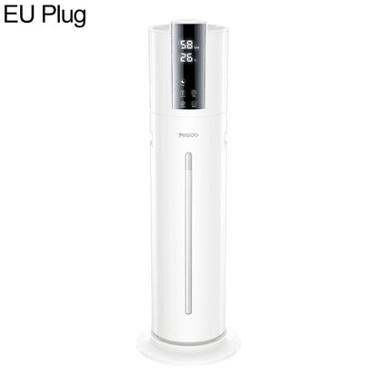 White ultrasonic humidifier with digital display and vertical base, EU plug.