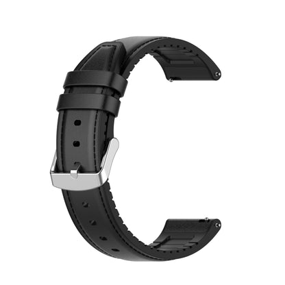 Black 20mm replacement watch strap with metal buckle and multiple adjustment holes
