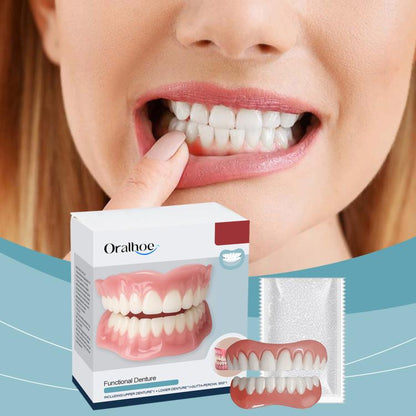 ORALHOE denture fitting kit box with included molded functional denture set