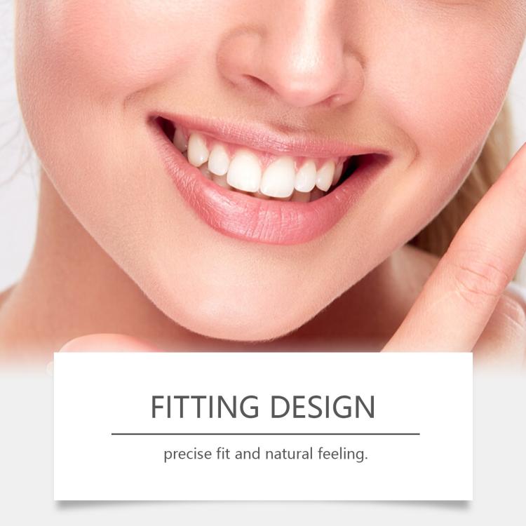 Functional denture set close-up in a smile with visible fitted front teeth