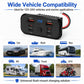 Black flush-mount USB car charger with blue voltmeter and 6 charging ports